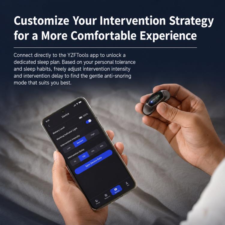 SNORE CIRCLE Dispositivo intelligente anti-russamento aggiornato con TENS ed EMA, blocco del russamento in gola con elettrodi a 3 contatti e monitoraggio tramite app., YA4600