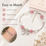 Bracciale da donna con perline di quarzo a forma di fragola, luna e stella, accessorio con frange squisito.