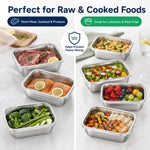 LsCook Set di 5 contenitori per alimenti in acciaio inossidabile per uso alimentare con coperchi, ideali per il frigorifero., 13.5x10.5x5 With White Lid