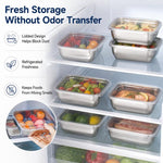 LsCook Set di 5 contenitori per alimenti in acciaio inossidabile per uso alimentare con coperchi, ideali per il frigorifero., 13.5x10.5x5 With White Lid