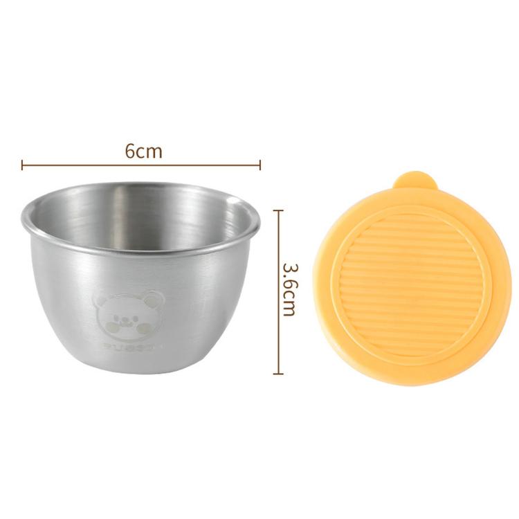 LsCook Set di 4 mini contenitori portatili per salse e condimenti in acciaio inox 304 da 80 ml con coperchio, a forma di orso.