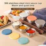 LsCook Set di 4 mini contenitori portatili per salse e condimenti in acciaio inox 304 da 80 ml con coperchio, a forma di orso.