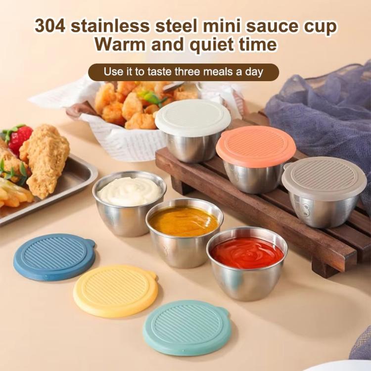 LsCook Set di 4 mini contenitori portatili per salse e condimenti in acciaio inox 304 da 80 ml con coperchio, a forma di orso.