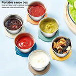 LsCook Set di 4 mini contenitori portatili per salse e condimenti in acciaio inox 304 da 80 ml con coperchio, a forma di orso.