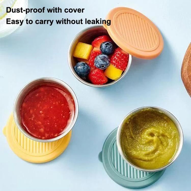 LsCook Set di 4 mini contenitori portatili per salse e condimenti in acciaio inox 304 da 80 ml con coperchio, a forma di orso.