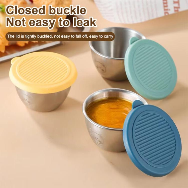 LsCook Set di 4 mini contenitori portatili per salse e condimenti in acciaio inox 304 da 80 ml con coperchio, a forma di orso.