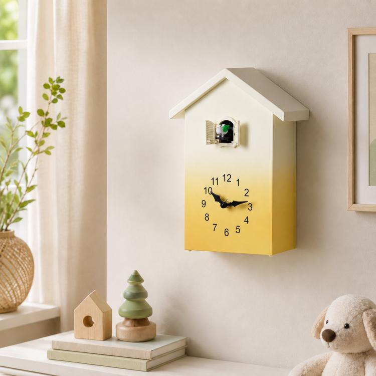 Orologio a cucù moderno per bambini, a forma di casetta, con suoneria di uccellini, silenzioso e senza ticchettio, ideale da appendere in soggiorno o in camera da letto.