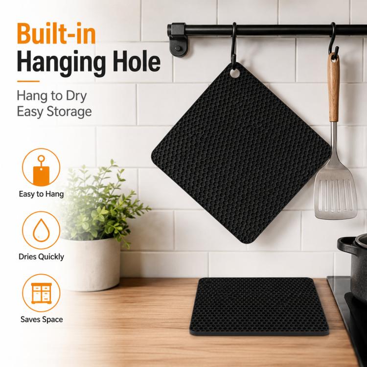 Tappetino da tavola in silicone a nido d'ape LsCook, isolante, antiscivolo e impermeabile., No. 7 Square