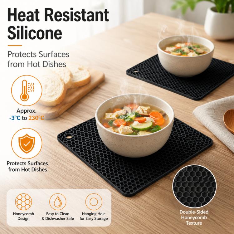 Tappetino da tavola in silicone a nido d'ape LsCook, isolante, antiscivolo e impermeabile., No. 7 Square