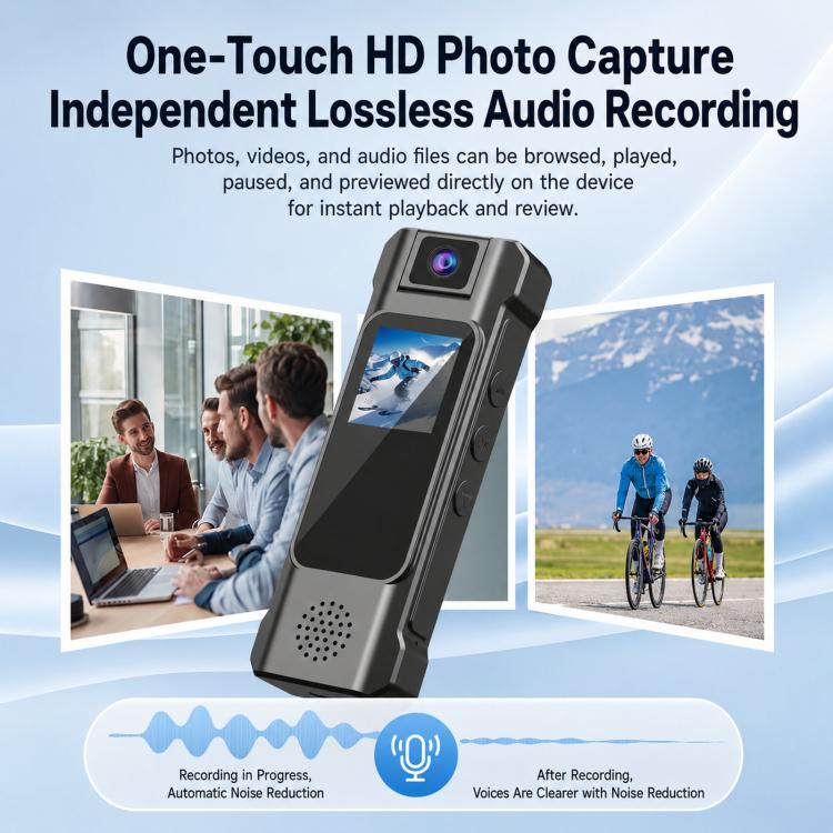 Videocamera indossabile 1440P con schermo a colori da 1,3 pollici, obiettivo ruotabile a 180 gradi., C8