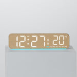 Orologio da scrivania digitale a LED moderno con indicazione di temperatura e data, sveglia silenziosa con doppio allarme., 5801 Yellow Wood Grain, 5801 Grey Fabric, 5802 Yellow Wood Grain, 5802 Grey Fabric