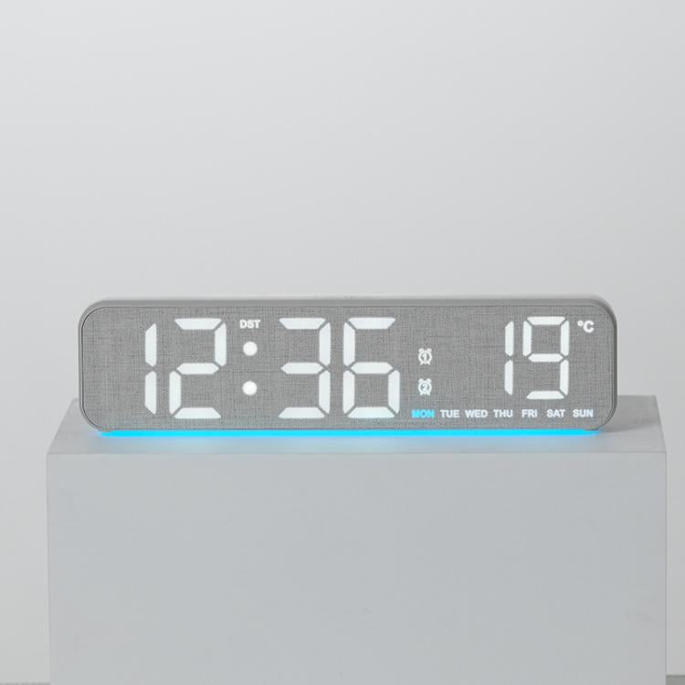 Orologio da scrivania digitale a LED moderno con indicazione di temperatura e data, sveglia silenziosa con doppio allarme., 5801 Yellow Wood Grain, 5801 Grey Fabric, 5802 Yellow Wood Grain, 5802 Grey Fabric