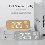 Orologio da scrivania digitale a LED moderno con indicazione di temperatura e data, sveglia silenziosa con doppio allarme., 5801 Yellow Wood Grain, 5801 Grey Fabric, 5802 Yellow Wood Grain, 5802 Grey Fabric