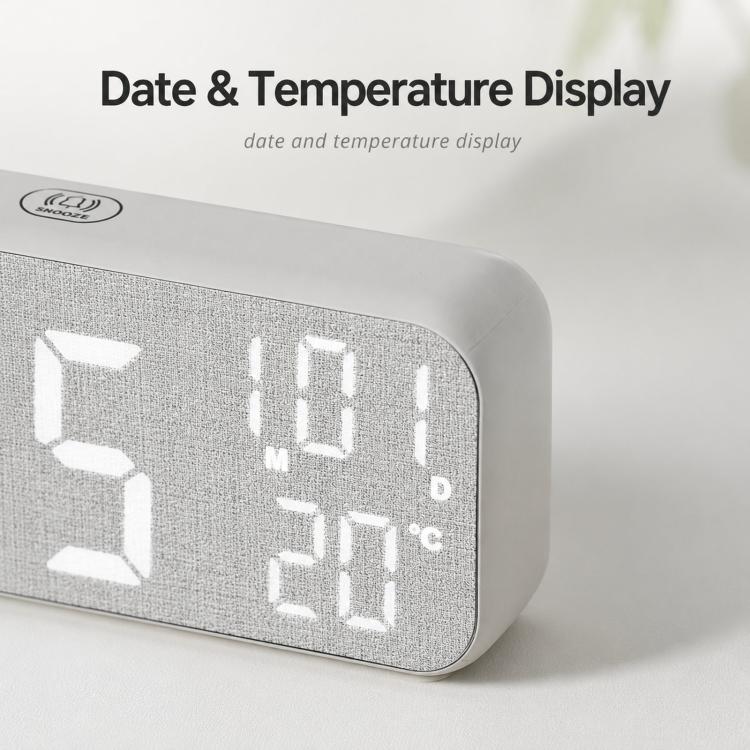 Orologio da scrivania digitale a LED moderno con indicazione di temperatura e data, sveglia silenziosa con doppio allarme., 5801 Yellow Wood Grain, 5801 Grey Fabric, 5802 Yellow Wood Grain, 5802 Grey Fabric