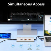 Splitter USB Type-C 10 Gbps con hub e cavo intrecciato