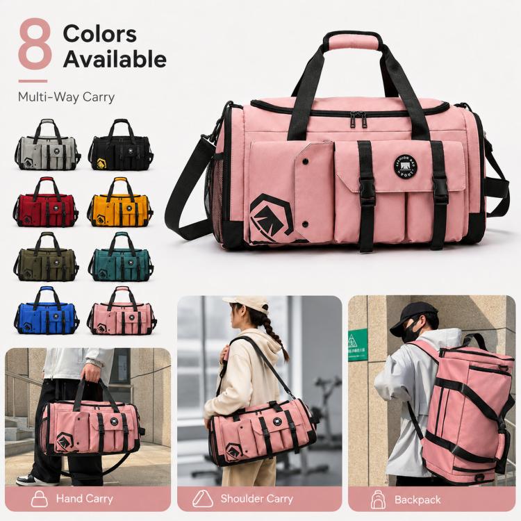 Borsa sportiva convertibile in 3 modi con scomparto per scarpe, zaino da viaggio resistente all'acqua con tasca impermeabile per uomo e donna