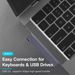 Splitter USB 4 in 1 con porte USB 2.0, 3.0 e Type-C