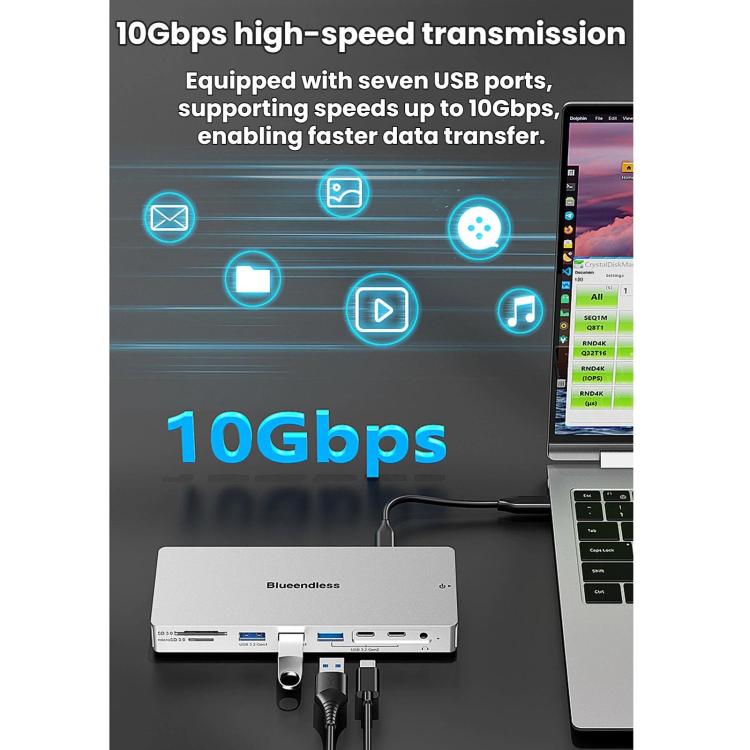 Docking station Blueendless 14 in 1 con USB-C e HDMI 4K