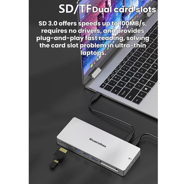 Docking station Blueendless 14 in 1 con USB-C e HDMI 4K