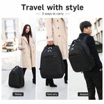 Zaino con ruote da 20 pollici per viaggi, zaino per laptop con ruote e cinghie nascoste, trolley da cabina per lavoro e scuola.