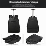 Zaino con ruote da 20 pollici per viaggi, zaino per laptop con ruote e cinghie nascoste, trolley da cabina per lavoro e scuola.