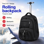 Zaino con ruote FUGUILAI da 18 pollici con lucchetto a combinazione, convertibile in zaino per laptop con ruote silenziose adatte a tutti i terreni., 8812   Black