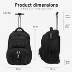 Zaino con ruote FUGUILAI da 18 pollici con lucchetto a combinazione, convertibile in zaino per laptop con ruote silenziose adatte a tutti i terreni., 8812   Black