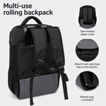 Zaino con ruote FUGUILAI da 18 pollici con lucchetto a combinazione, convertibile in zaino per laptop con ruote silenziose adatte a tutti i terreni., 8812   Black