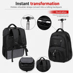 Zaino con ruote FUGUILAI da 18 pollici con lucchetto a combinazione, convertibile in zaino per laptop con ruote silenziose adatte a tutti i terreni., 8812   Black