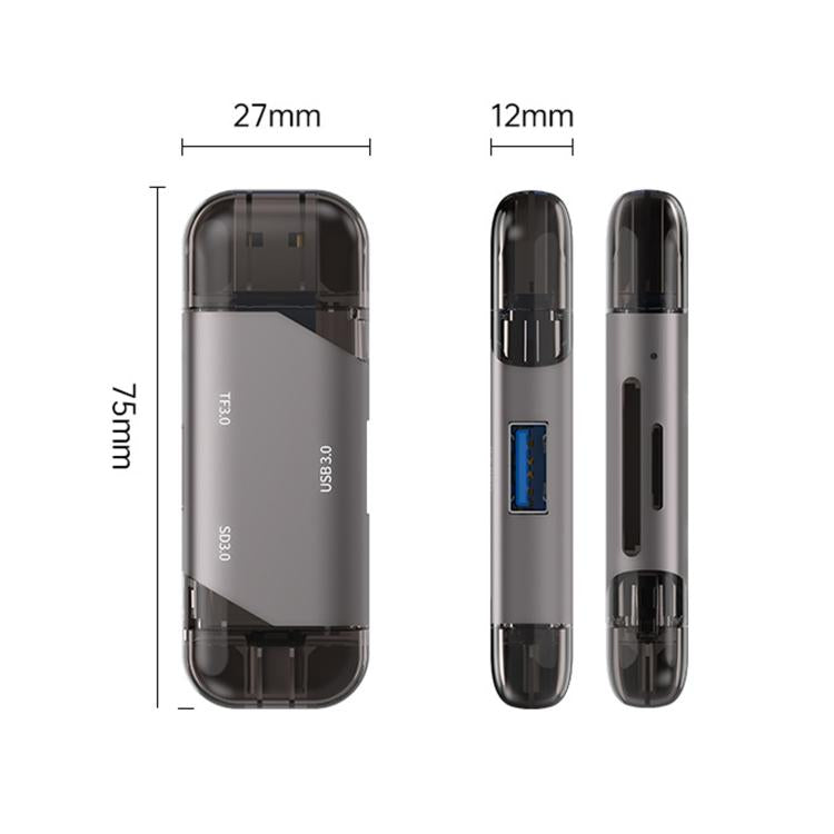 Lettore di schede ADS-329 USB / Type-C 3.0 5 in 1 per schede di memoria SD/TF e unità flash USB, ADS-329