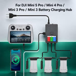 Caricabatterie intelligente YX a 3 vie con display LCD per DJI Mini 5 Pro / Mini 4 Pro / Mini 3 Pro / Mini 3 - Hub di ricarica multi-batteria, US Plug, EU Plug, UK Plug, AU Plug