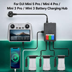 Caricabatterie intelligente YX a 3 vie con display LCD per DJI Mini 5 Pro / Mini 4 Pro / Mini 3 Pro / Mini 3 - Hub di ricarica multi-batteria, US Plug, EU Plug, UK Plug, AU Plug