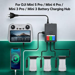 Caricabatterie intelligente YX a 3 vie con display LCD per DJI Mini 5 Pro / Mini 4 Pro / Mini 3 Pro / Mini 3 - Hub di ricarica multi-batteria, US Plug, EU Plug, UK Plug, AU Plug
