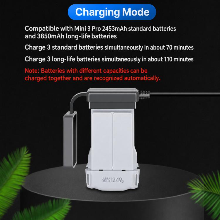 Caricabatterie intelligente YX a 3 vie con display LCD per DJI Mini 5 Pro / Mini 4 Pro / Mini 3 Pro / Mini 3 - Hub di ricarica multi-batteria, US Plug, EU Plug, UK Plug, AU Plug