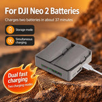 Per DJI Neo 2 YX PD Caricabatterie parallelo da 45 W, hub di ricarica rapida bidirezionale con modalità di conservazione della batteria, 2-Way Flat