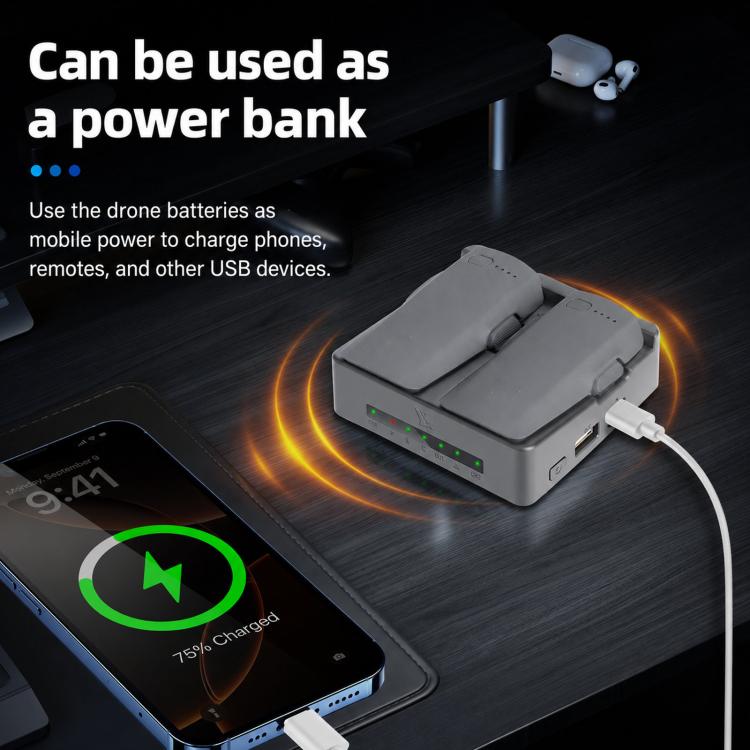 Per DJI Neo 2 YX PD Caricabatterie parallelo da 45 W, hub di ricarica rapida bidirezionale con modalità di conservazione della batteria, 2-Way Flat
