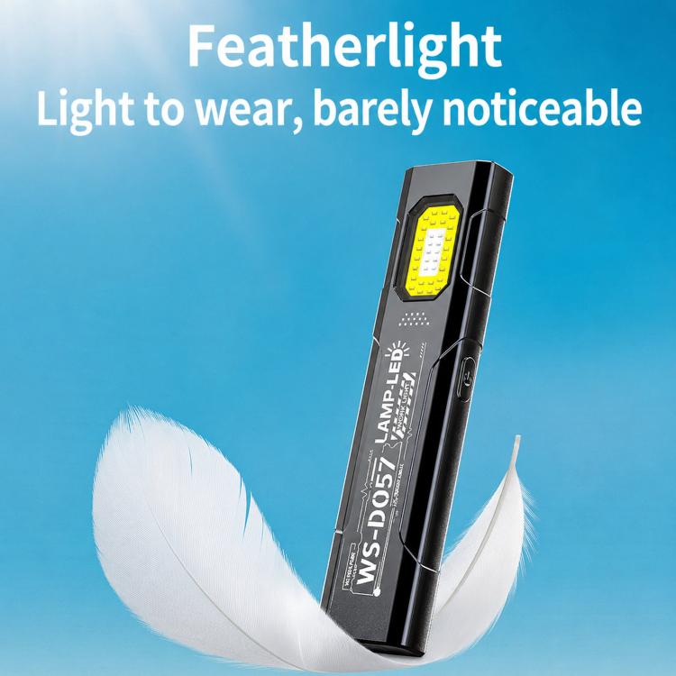 WS-D057 Torcia multifunzione COB ultra sottile ad alta luminosità per esterni, portatile, con clip magnetica, luce da lavoro a LED, WS-D057