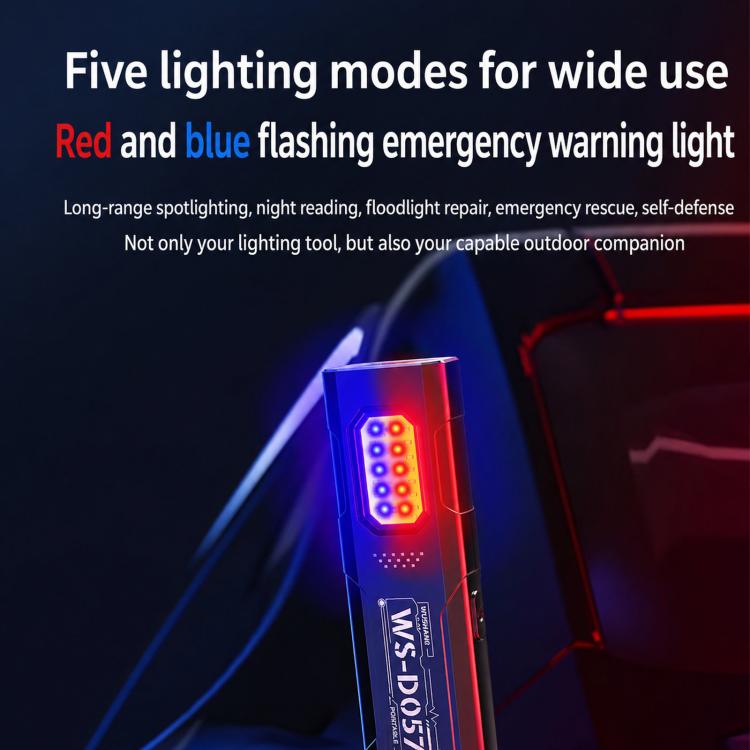 WS-D057 Torcia multifunzione COB ultra sottile ad alta luminosità per esterni, portatile, con clip magnetica, luce da lavoro a LED, WS-D057
