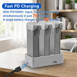 Caricabatterie parallelo PD da 100 W per DJI Avata 360 YX, hub di ricarica rapida a 3 vie con modalità di conservazione della batteria., 3-Way
