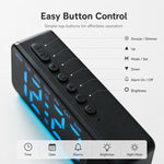 Sveglia digitale con altoparlante Bluetooth e luce notturna, ampio display a LED con data, regolazione della luminosità e doppia funzione snooze.