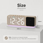 Sveglia digitale con altoparlante Bluetooth e luce notturna, ampio display a LED con data, regolazione della luminosità e doppia funzione snooze.