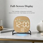 Elegante sveglia digitale a LED da scrivania o da comodino con luce ambientale inferiore, timer per il conto alla rovescia, data e temperatura.