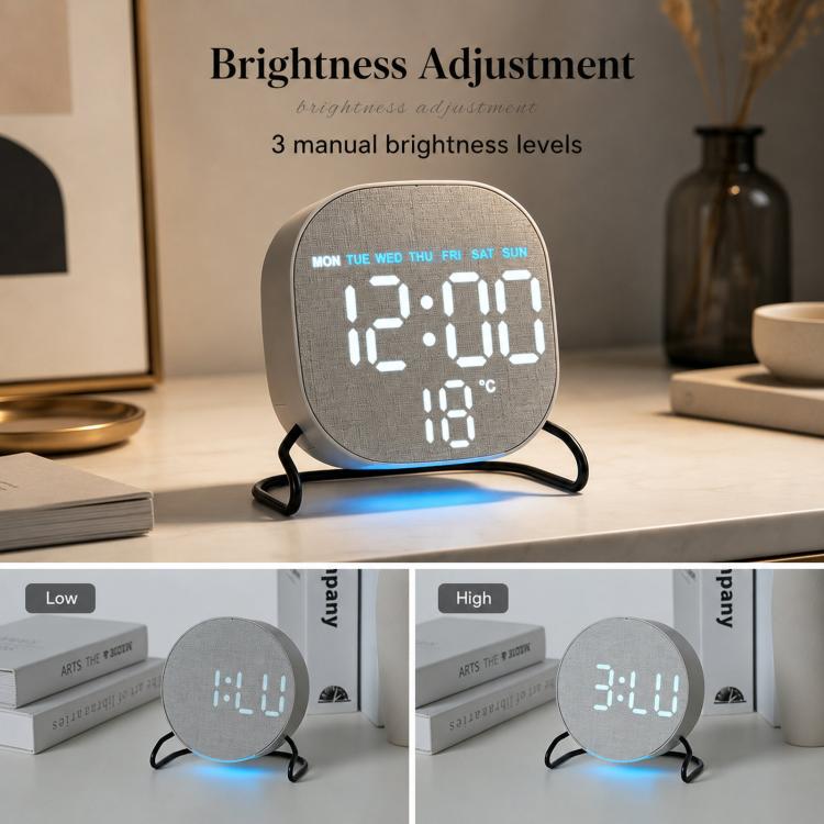 Elegante sveglia digitale a LED da scrivania o da comodino con luce ambientale inferiore, timer per il conto alla rovescia, data e temperatura.