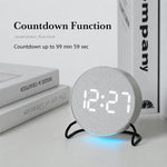 Elegante sveglia digitale a LED da scrivania o da comodino con luce ambientale inferiore, timer per il conto alla rovescia, data e temperatura.