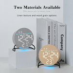 Elegante sveglia digitale a LED da scrivania o da comodino con luce ambientale inferiore, timer per il conto alla rovescia, data e temperatura.