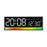 Sveglia digitale a LED con illuminazione RGB ad attivazione sonora, ampio display con visualizzazione di data/giorno/temperatura, uscita USB.