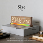 Sveglia digitale a LED con illuminazione RGB ad attivazione sonora, ampio display con visualizzazione di data/giorno/temperatura, uscita USB.