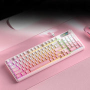 Tastiera meccanica da gioco RGB impermeabile e silenziosa FURYCUBE a 98 tasti, Blackberry Side-Printed Wired, Misty Pink Side-Printed Wired, Misty Pink Side-Printed Tri-Mode Wired + 2.4G Wireless + Bluetooth, Russian Polar Day Side-Printed Wired       ...