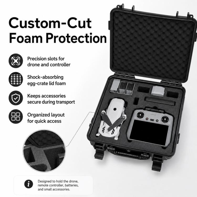 Custodia protettiva antiurto per drone DJI Lito 1 / X1, portatile e impermeabile per esterni., Black No Shoulder Strap, Black With Shoulder Strap