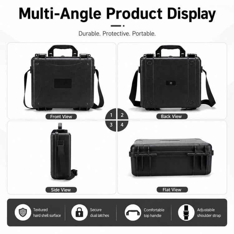 Custodia protettiva antiurto per drone DJI Lito 1 / X1, portatile e impermeabile per esterni., Black No Shoulder Strap, Black With Shoulder Strap